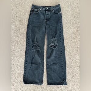 Levi's Black Distressed Ankle Jeans